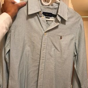 Blue/white striped Ralph Lauren button down shirt